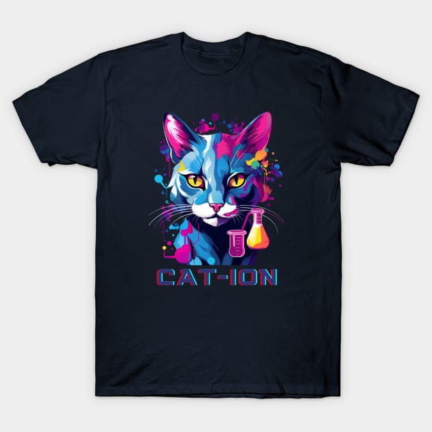 Chemist cat wpap, cation, chemistry, laboratory, kitty in lab T-Shirt by Pattyld